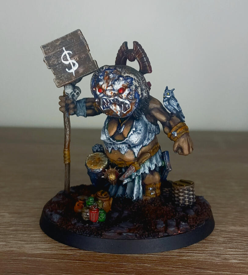 Kitbash Model, using Reaper Mini's Ogre Matriarch as a base.