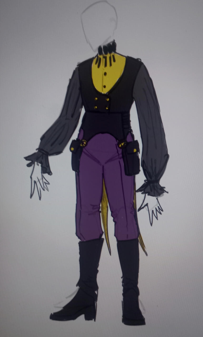 One of my conceptual designs for Darrius. Not quite the final product, but I really liked the colours I chose and the bishop sleeves were irresistible to sew.