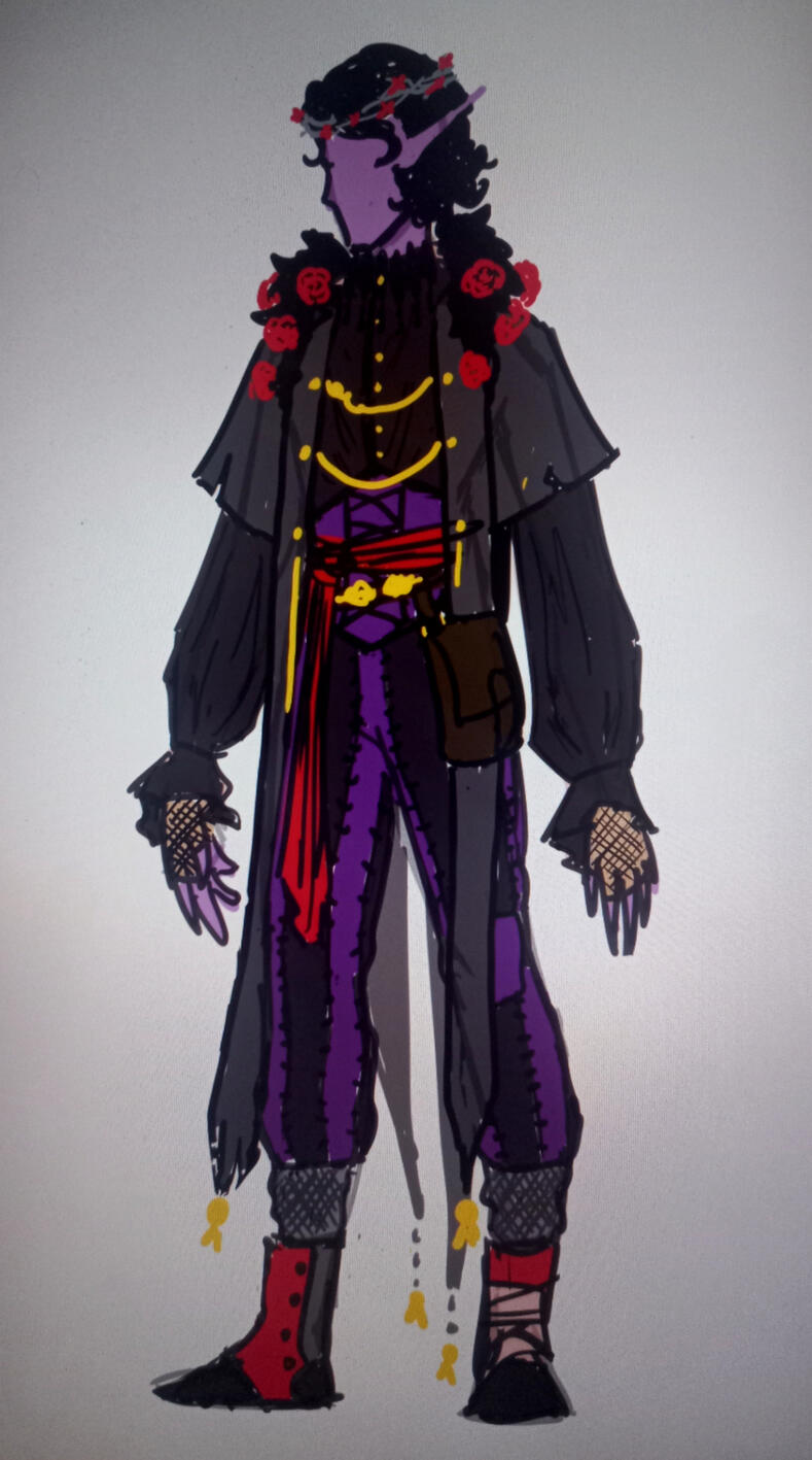 Another concept design for Darrius. While I felt this may be too busy even for him, I liked the idea of incorporating patchwork, so that made it to the final product.